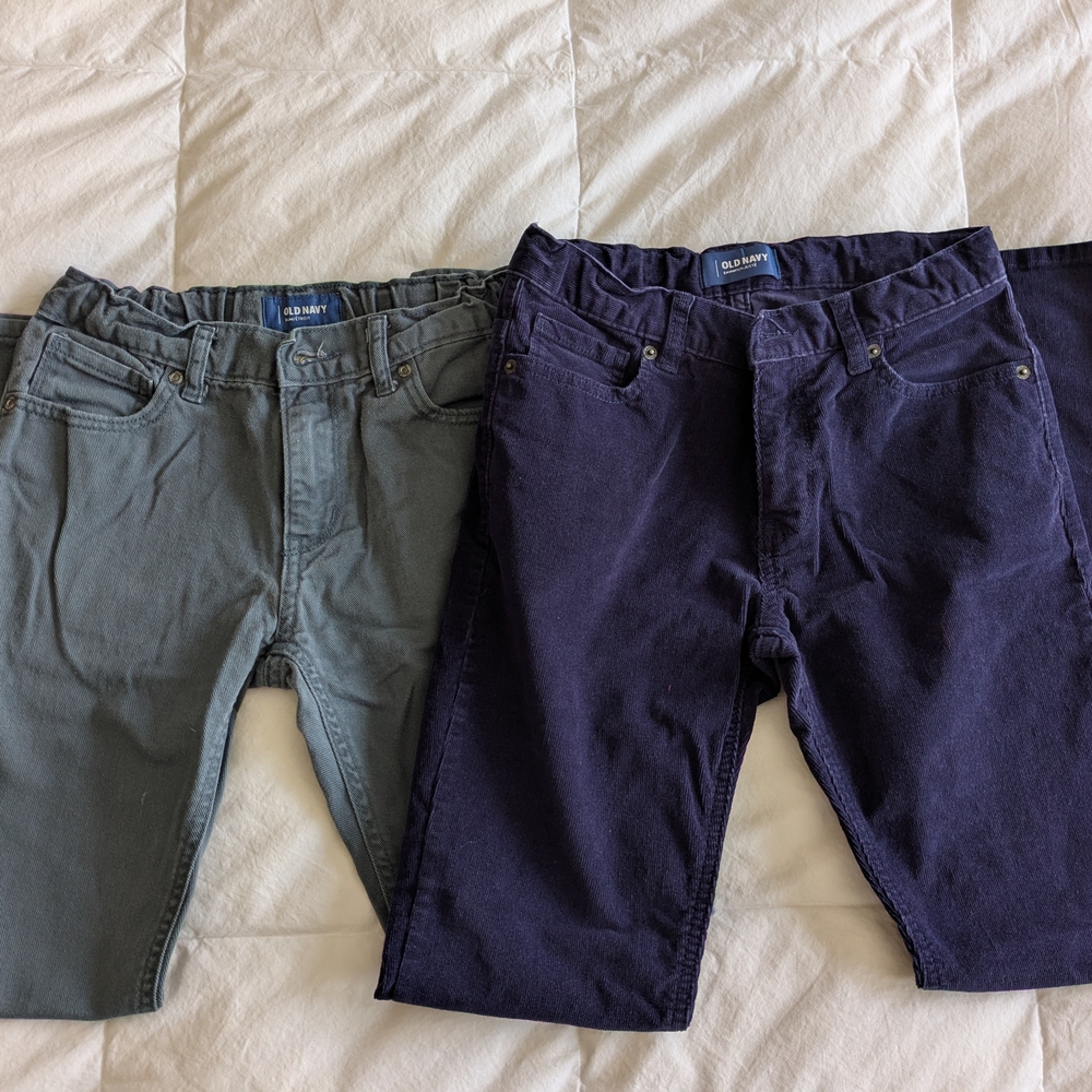 Boys Lot 2 Pants by Old Navy - Grey and Navy/ Purple Size 12/14